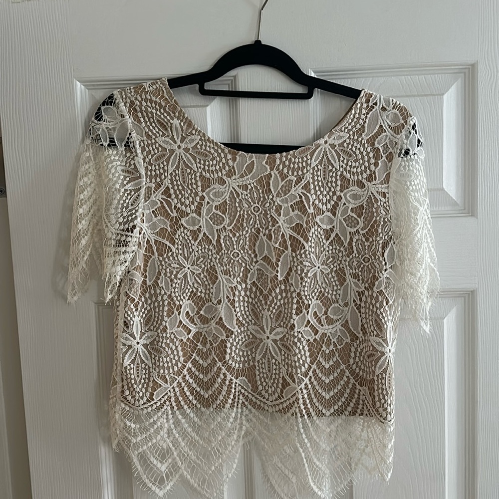 Express white lace overlay shirt